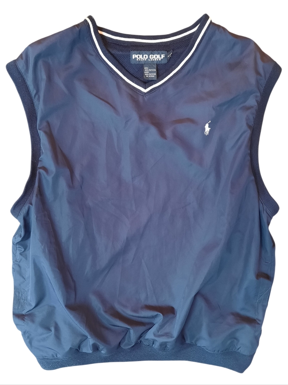 Ralph Lauren Polo Golf Vest Mens Large Navy Blue Sleeveless Pullover Outdoor